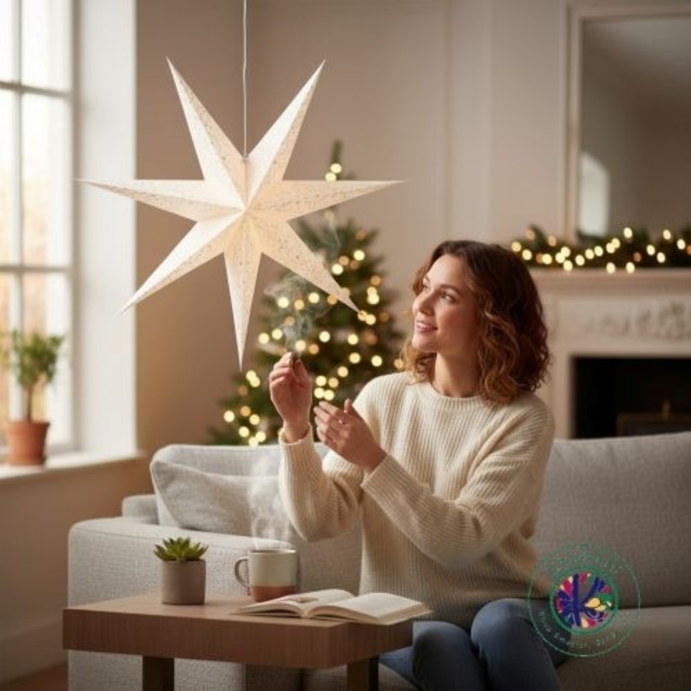 IKEA STRÅLA Oversized Star Lamp Shade – Lace White 35" Discontinued Holiday Deco - Picture 2 of 5